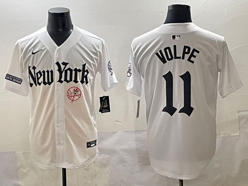 Men 2025 New York Yankees #11 Volpe White Five generations Joint Name Nike MLB Jersey style 43